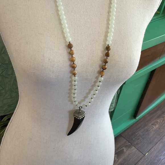 Bone and Stone Statement Necklace - Picture 5 of 5